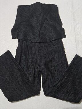 Gianfranco Ferré Black Textured Wide-Leg Two Piece Jumpsuit